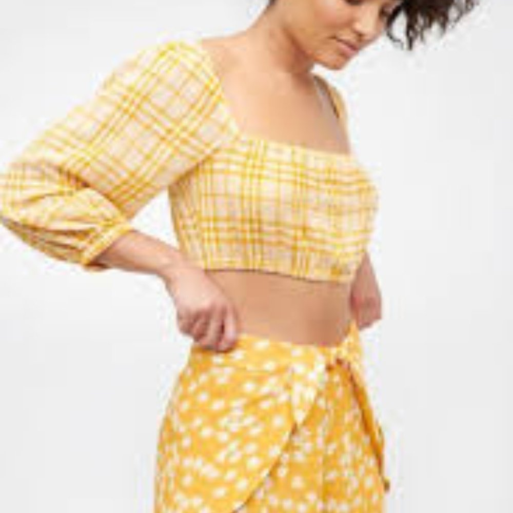 Capulet large yellow Jodie plaid crop top